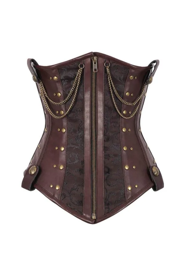 Steampunk Underbust Brocade Corset with chains corsetstop.com
