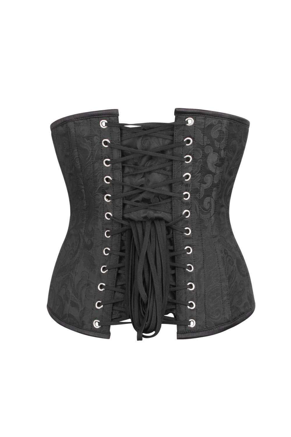 Black Brocade Waist Trainer Steampunk Corset corsetstop.com