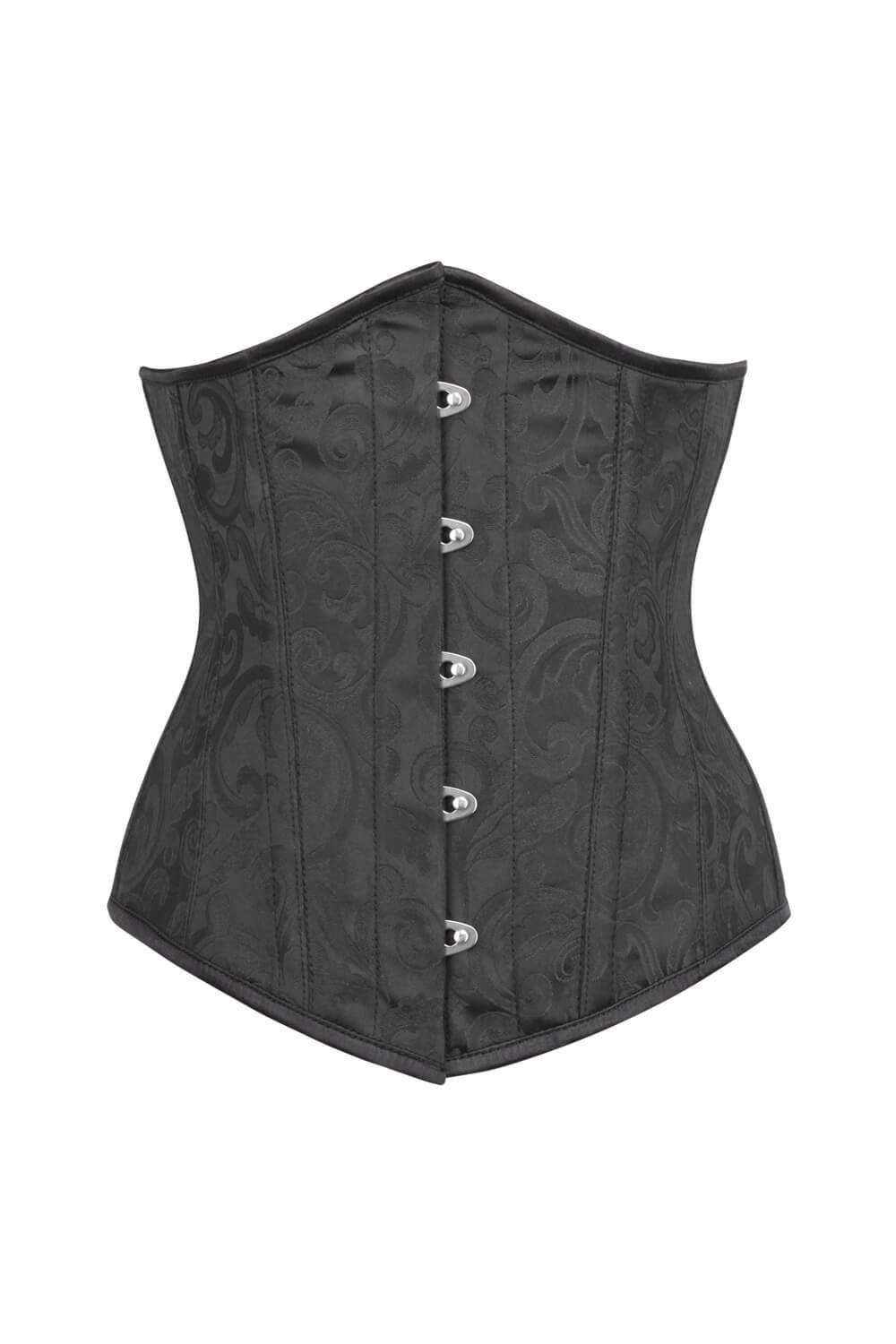 Black Brocade Waist Trainer Steampunk Corset corsetstop.com