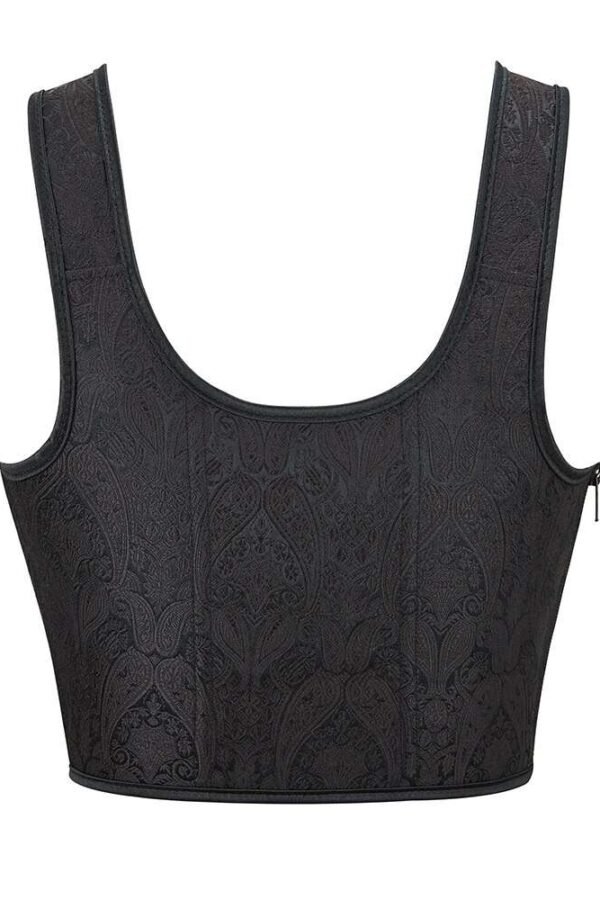 Black Front Lacing Brocade Corset For Women - corsetstop