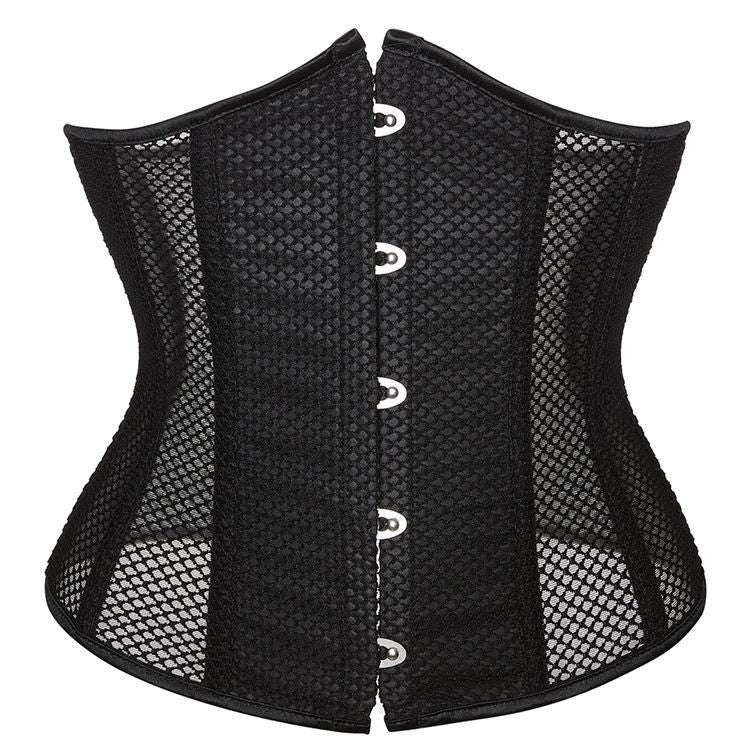 Black Mesh Boned Underbust Waist Training Corset corsetstop.com