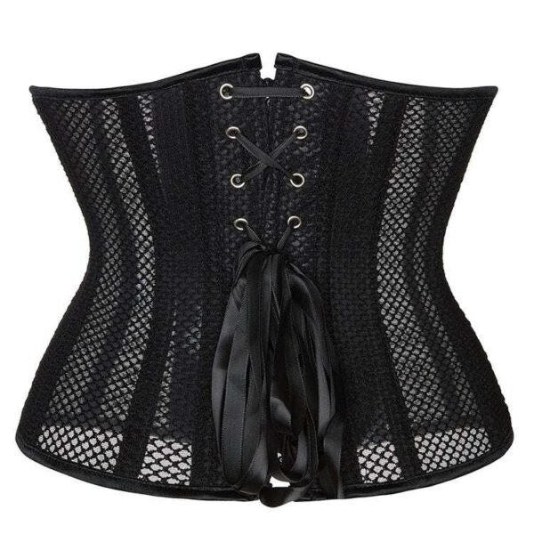 Black Mesh Boned Underbust Waist Training Corset corsetstop.com