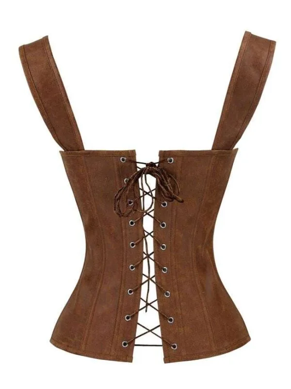 Lace Up Vintage Boned Bustier Steampunk Corset with Garters corsetstop.com