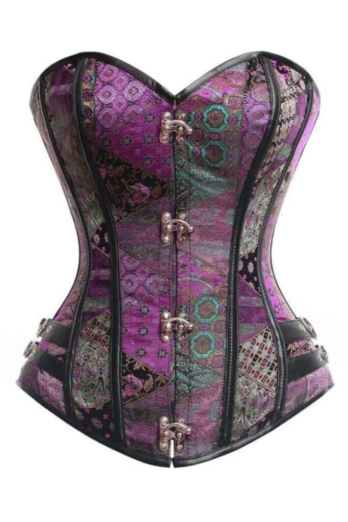 Steampunk Gothic Steel Boned Bustier Brocade Corset with Buckle corsetstop.com