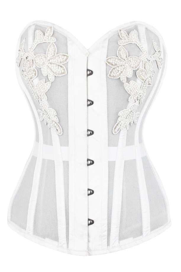 Wedding Corset With Mesh Lace Overbust