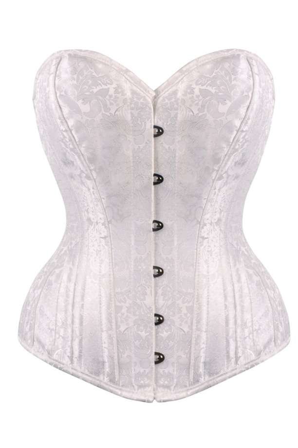 Wedding Corset Overbust Brocade Steel Boned