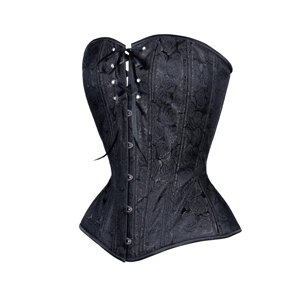 Black Floral Brocade Overbust Curvy Corset