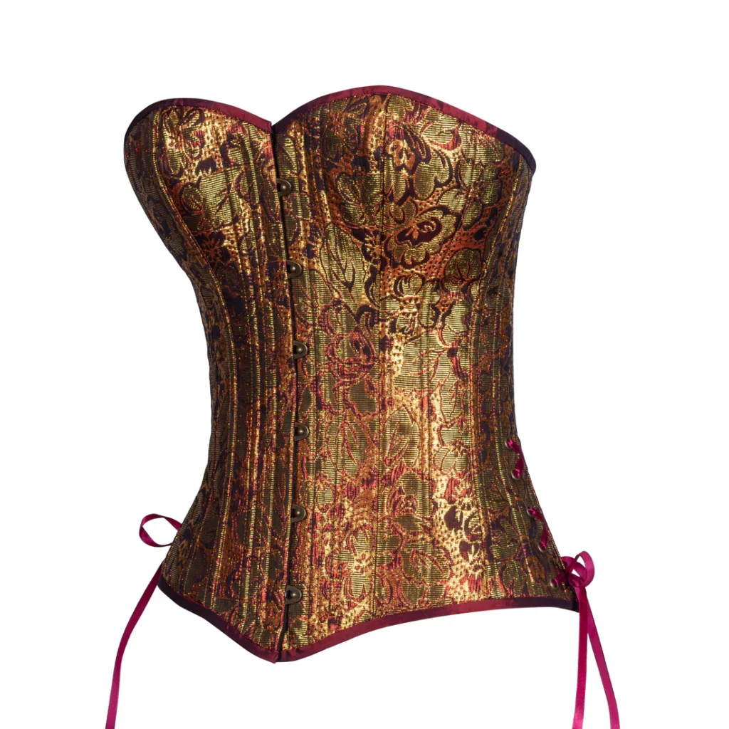 Floral Brocade Overbust Slim Corset Silhouette