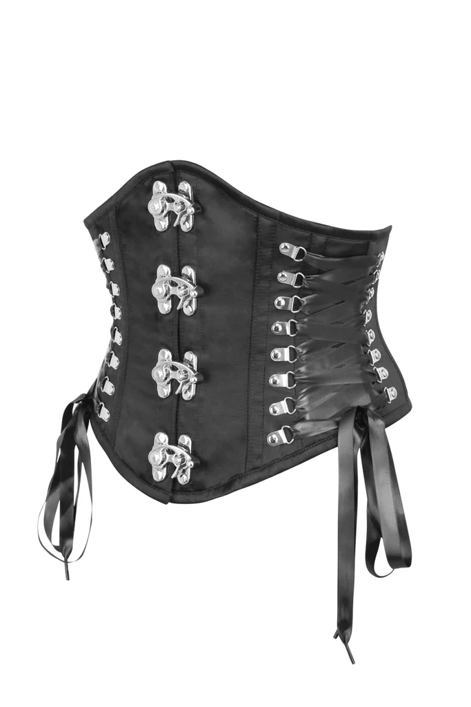 Black Steampunk Waspie With Side Ribbon Detail