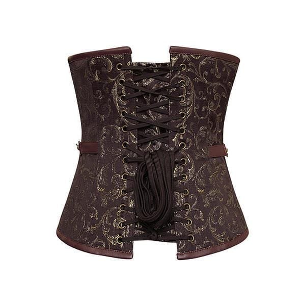 Brocade Steampunk Underbust Corset Top With Buckle Front