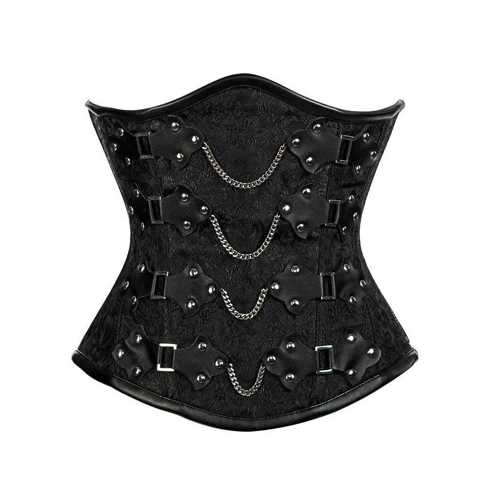 Black Underbust Steampunk Corset Top