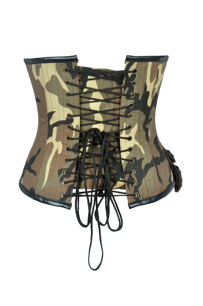 Steampunk Underbust Corset With Leather Stipe Pocket