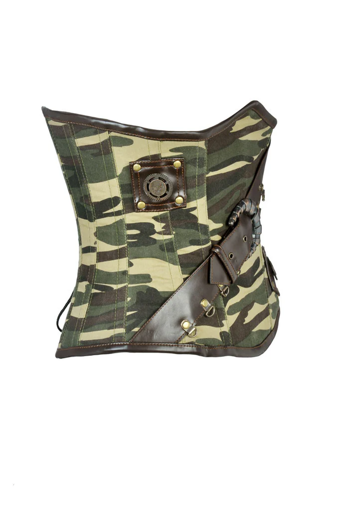 Steampunk Underbust Corset With Black Leather Belt