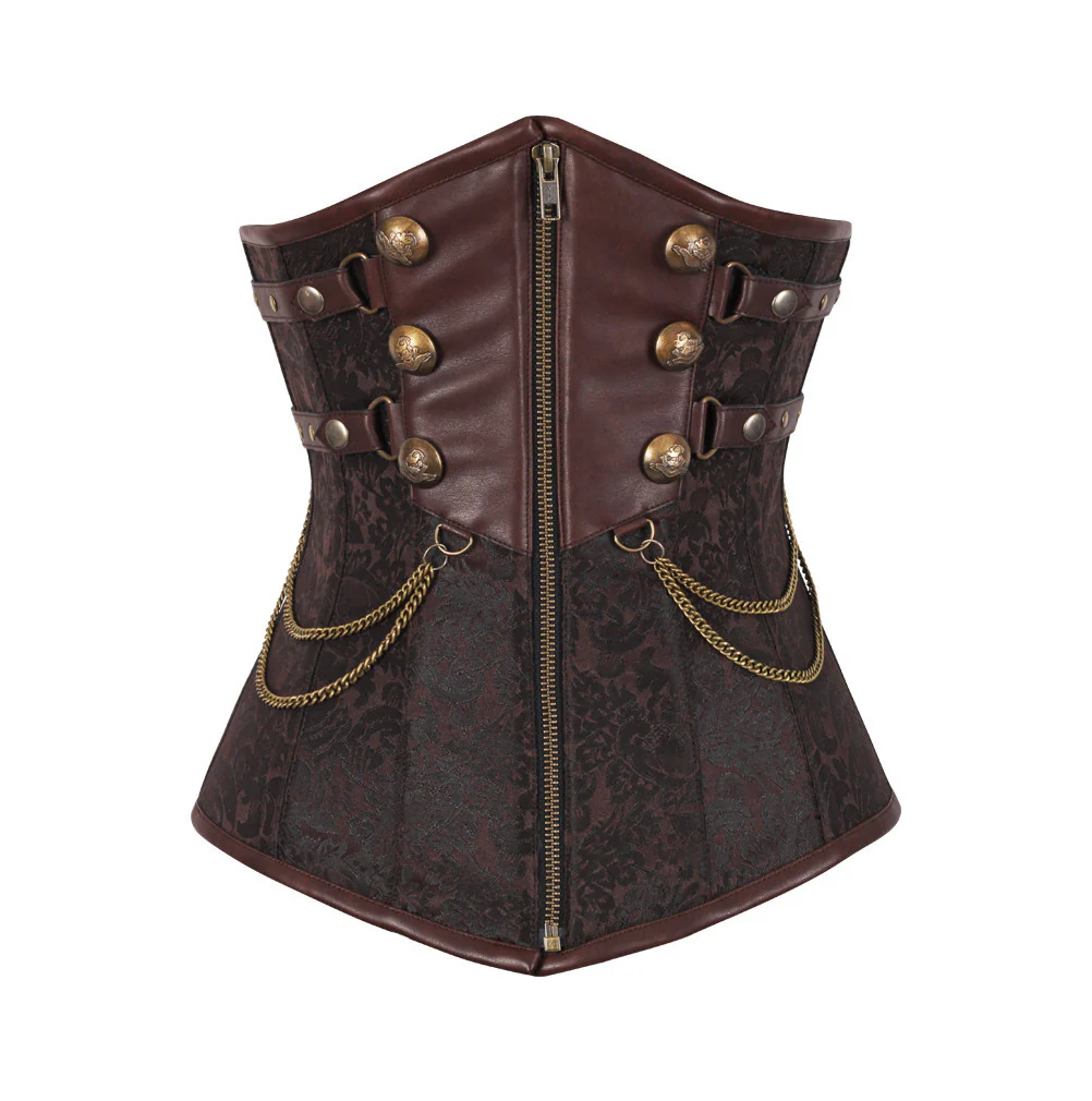 Antique Zipper Longline Steampunk Underbust Corset