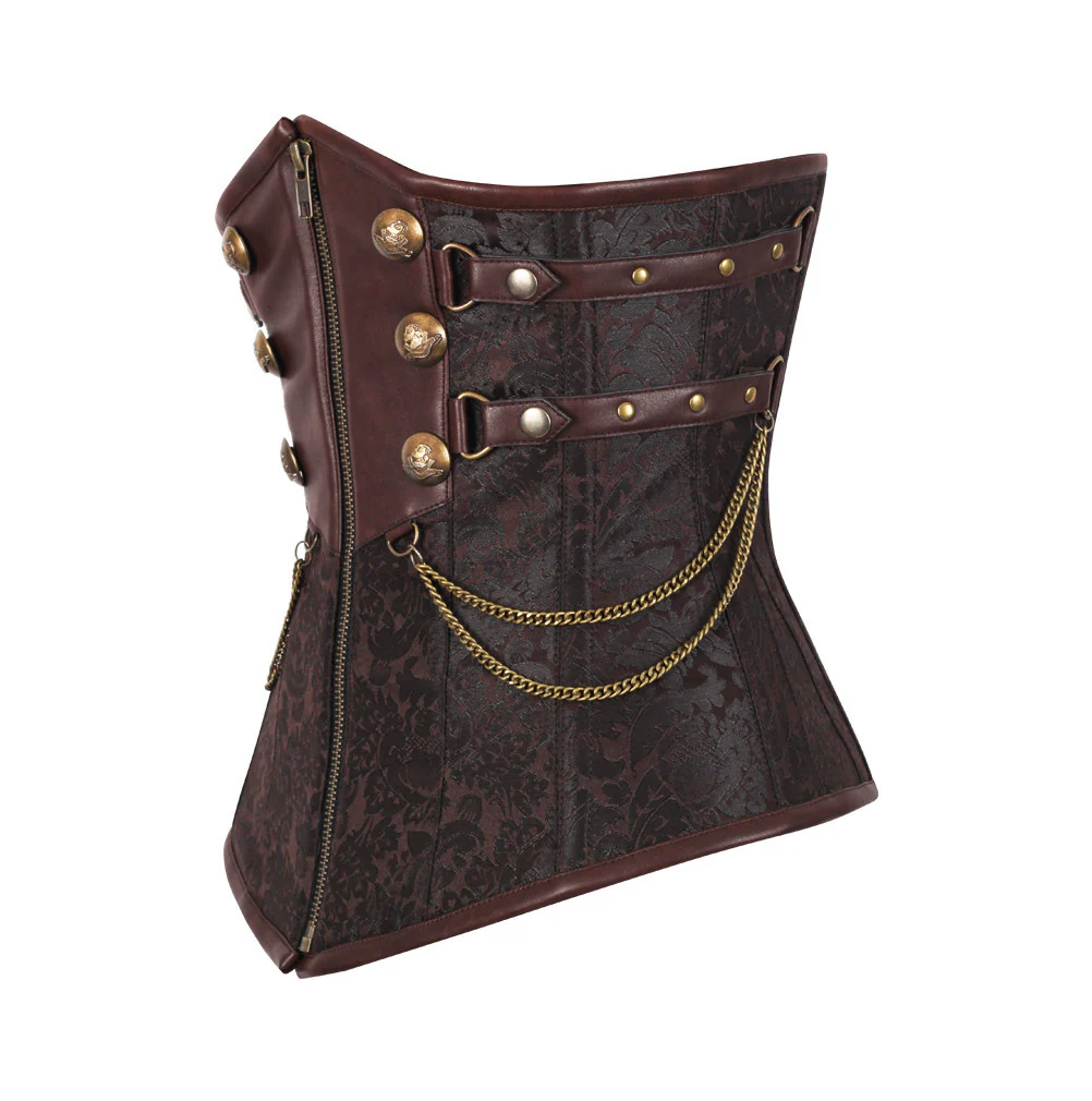 Antique Zipper Longline Steampunk Underbust Corset