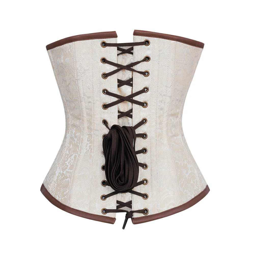 Ivory Brocade Steampunk Longline Underbust Corset