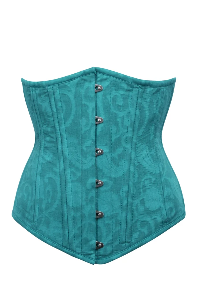 Teal Brocade Longline Underbust Plus Size Corset