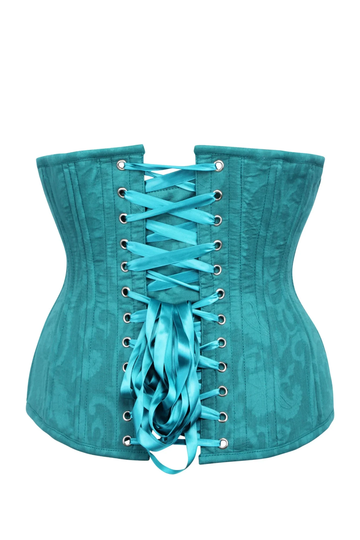 Teal Brocade Longline Underbust Plus Size Corset
