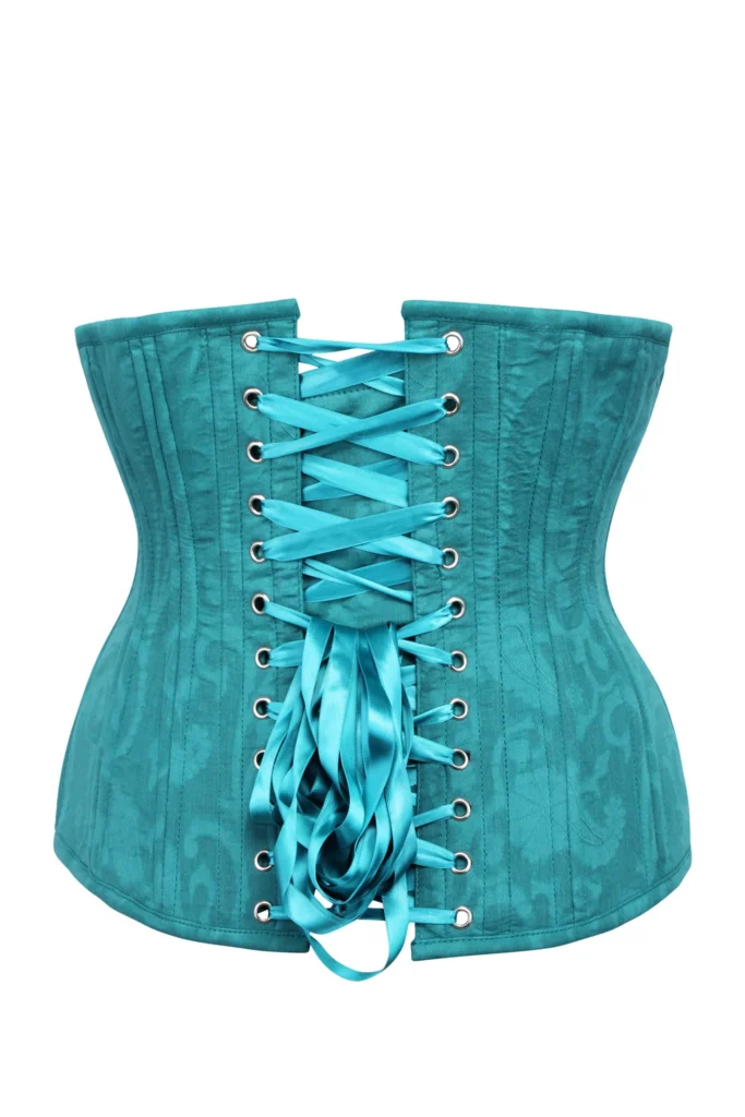 Teal Brocade Longline Underbust Plus Size Corset
