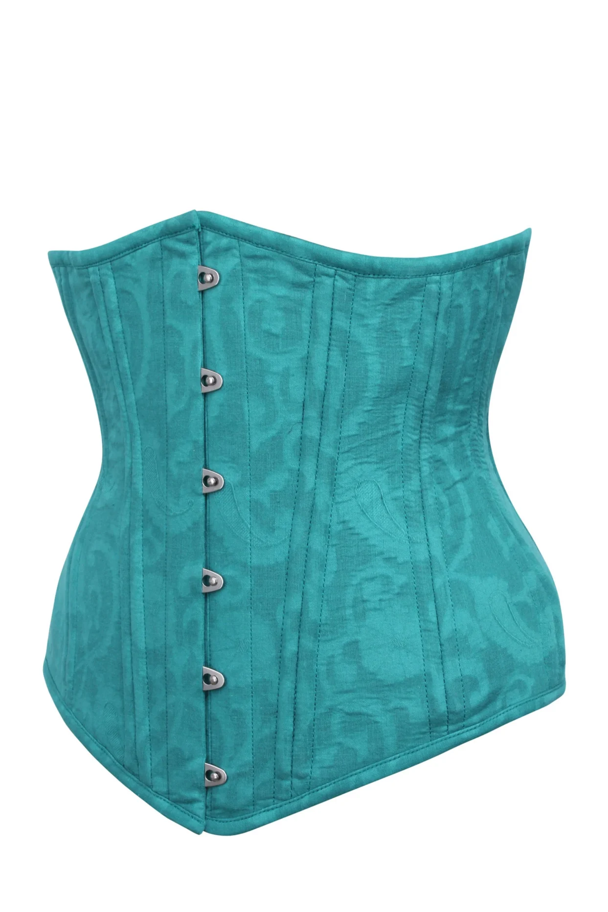 Teal Brocade Longline Underbust Plus Size Corset