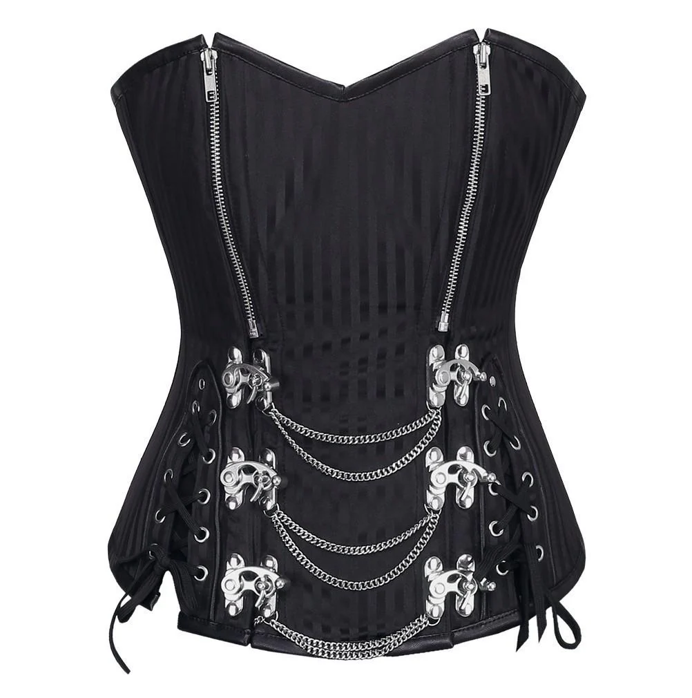 Steel Boned Black Overbust Steampunk Corset Top