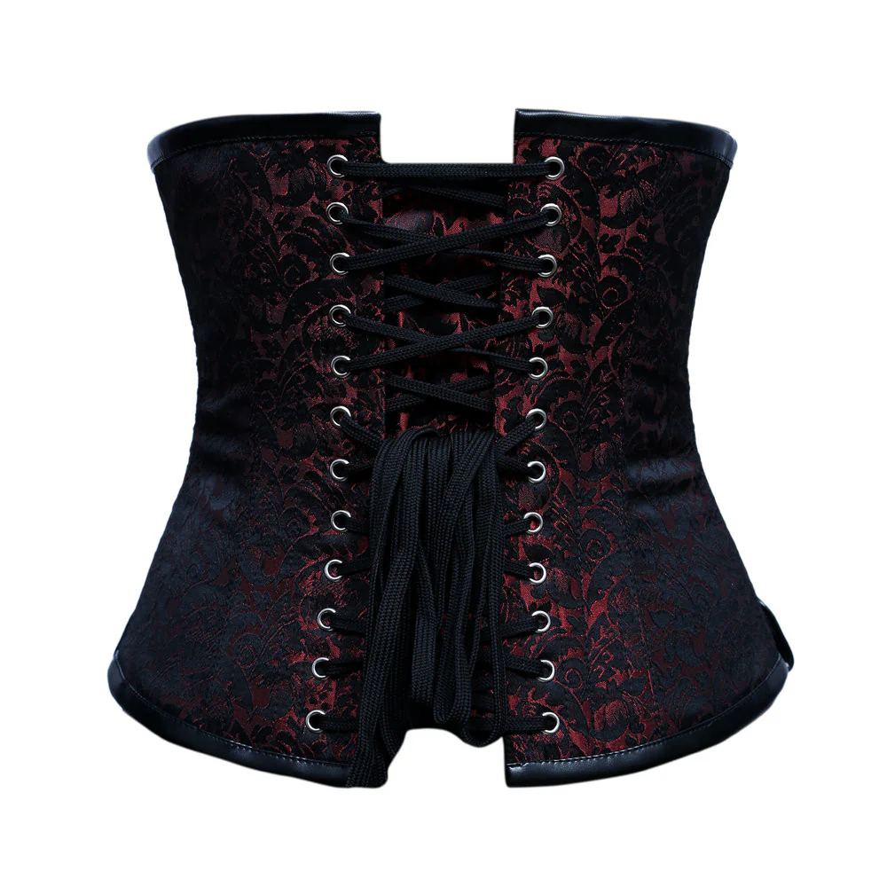 Black and Burgundy Steampunk Underbust Corset