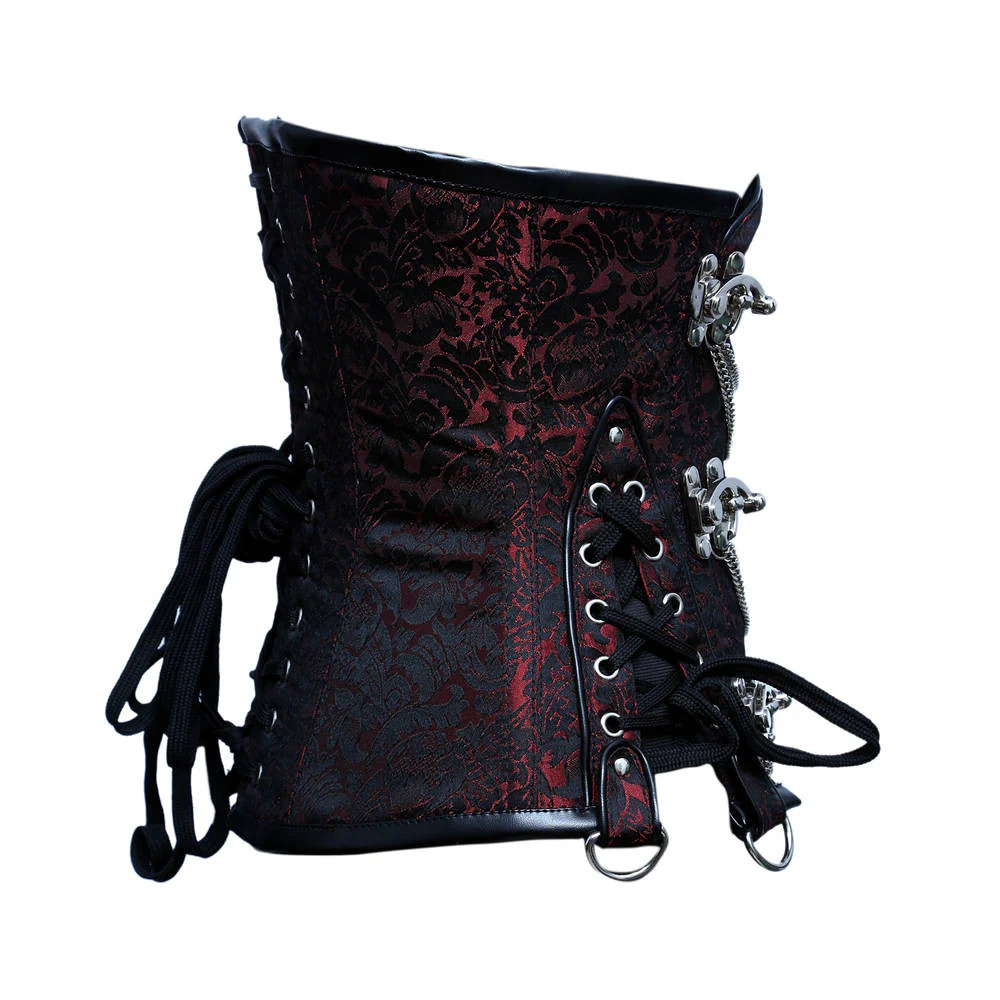 Black and Burgundy Steampunk Underbust Corset