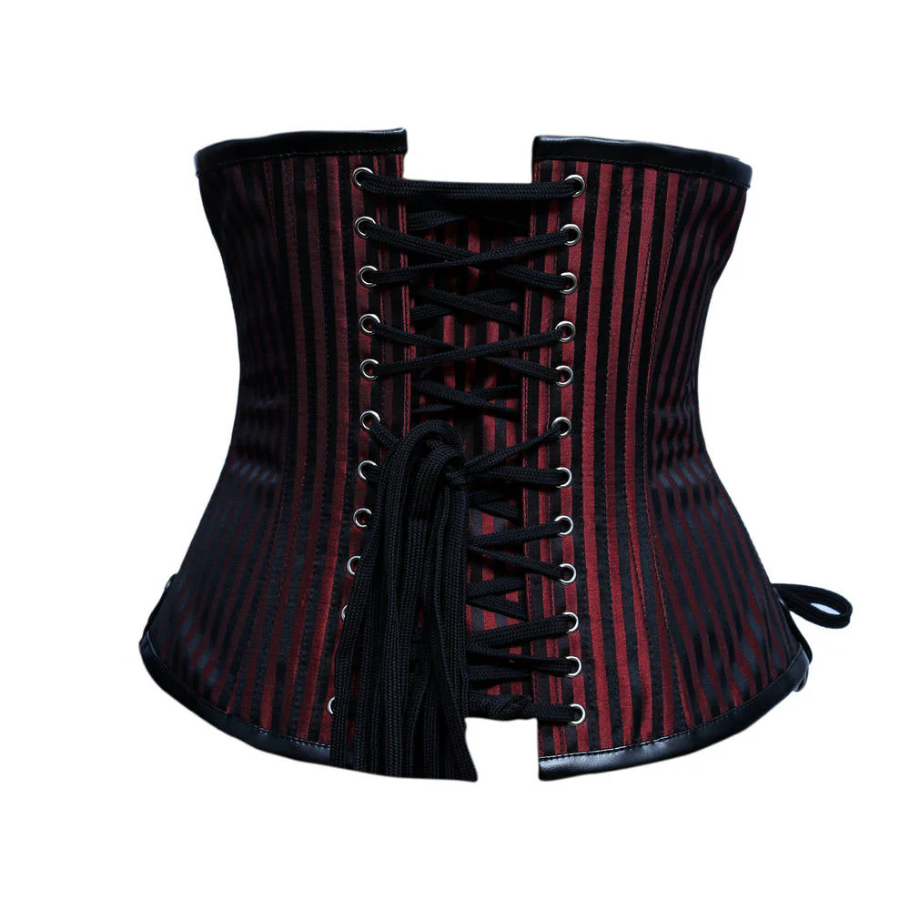 Black and Burgundy Steampunk Underbust Corset Top