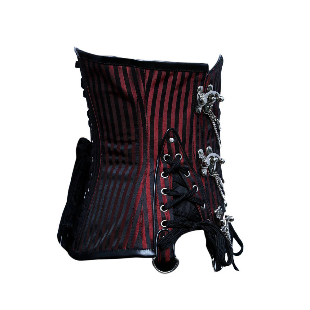 Black and Burgundy Steampunk Underbust Corset Top