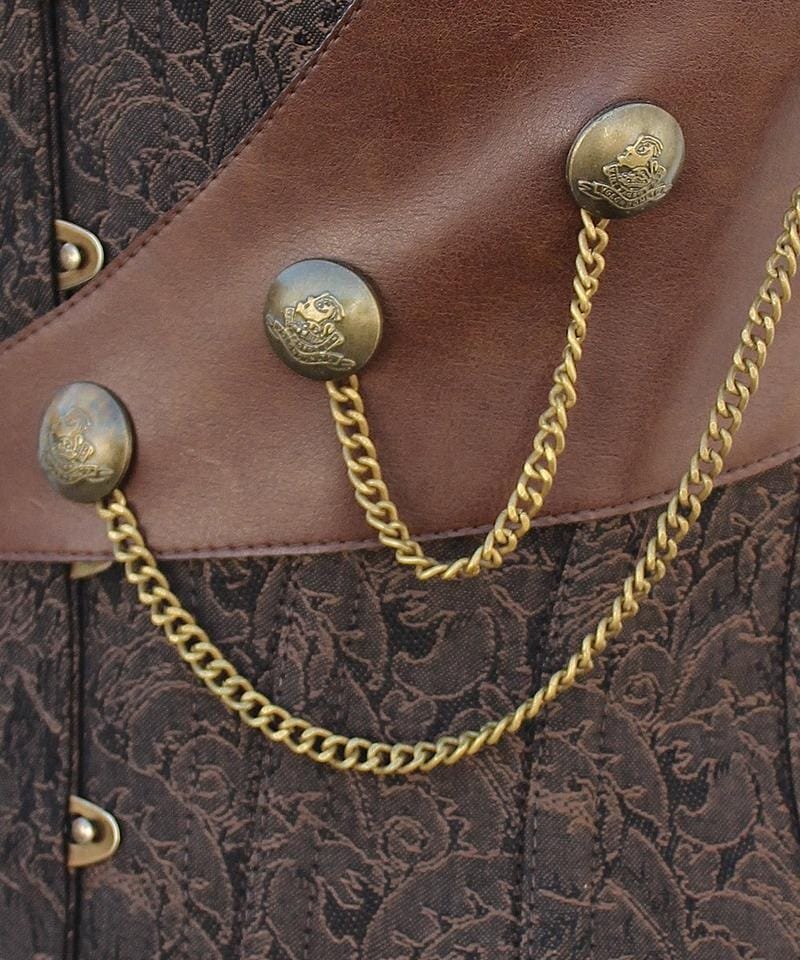 Brocade Steampunk Corset Top with Chains