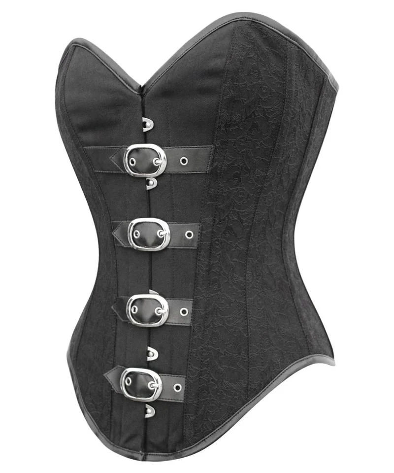 Black Instant Shape Gothic Buckle Up Overbust Corset