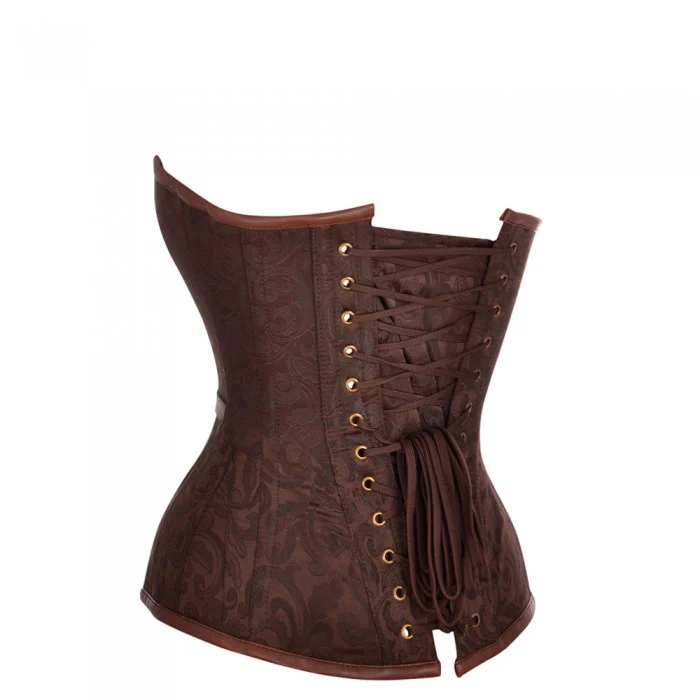 Brown Steampunk Overbust Corset Top with Buckle