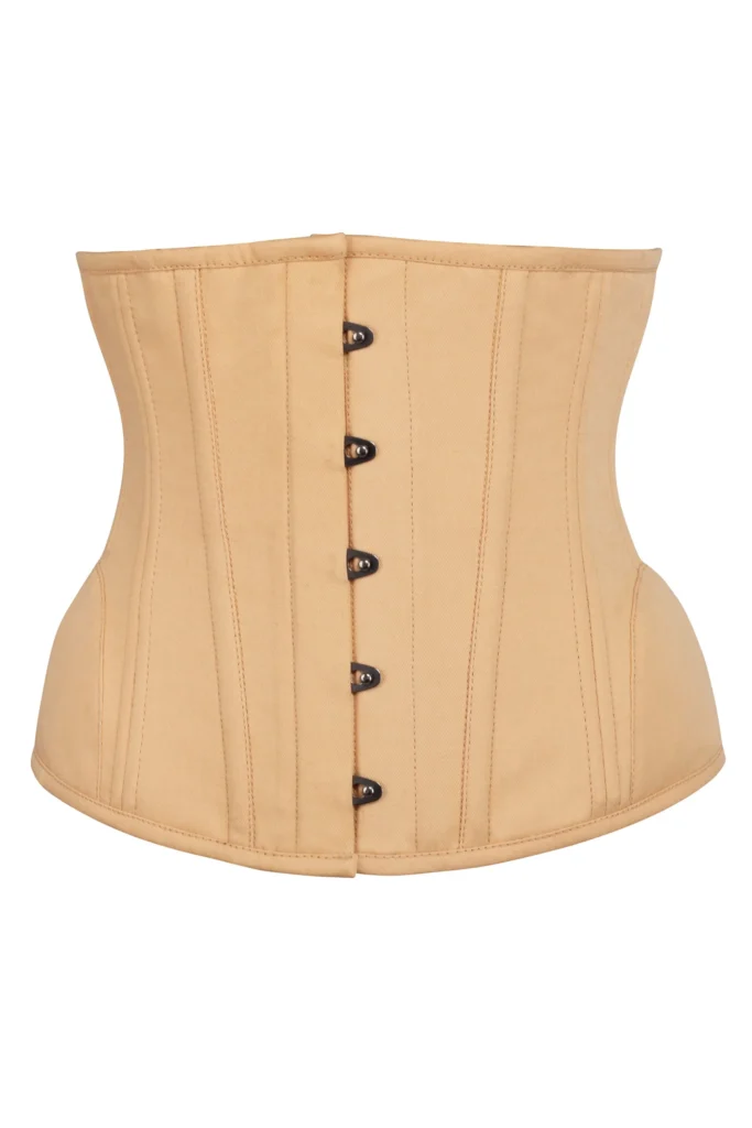 Underbust Waist Trainer Corset In Beige Cotton with Curved Hem