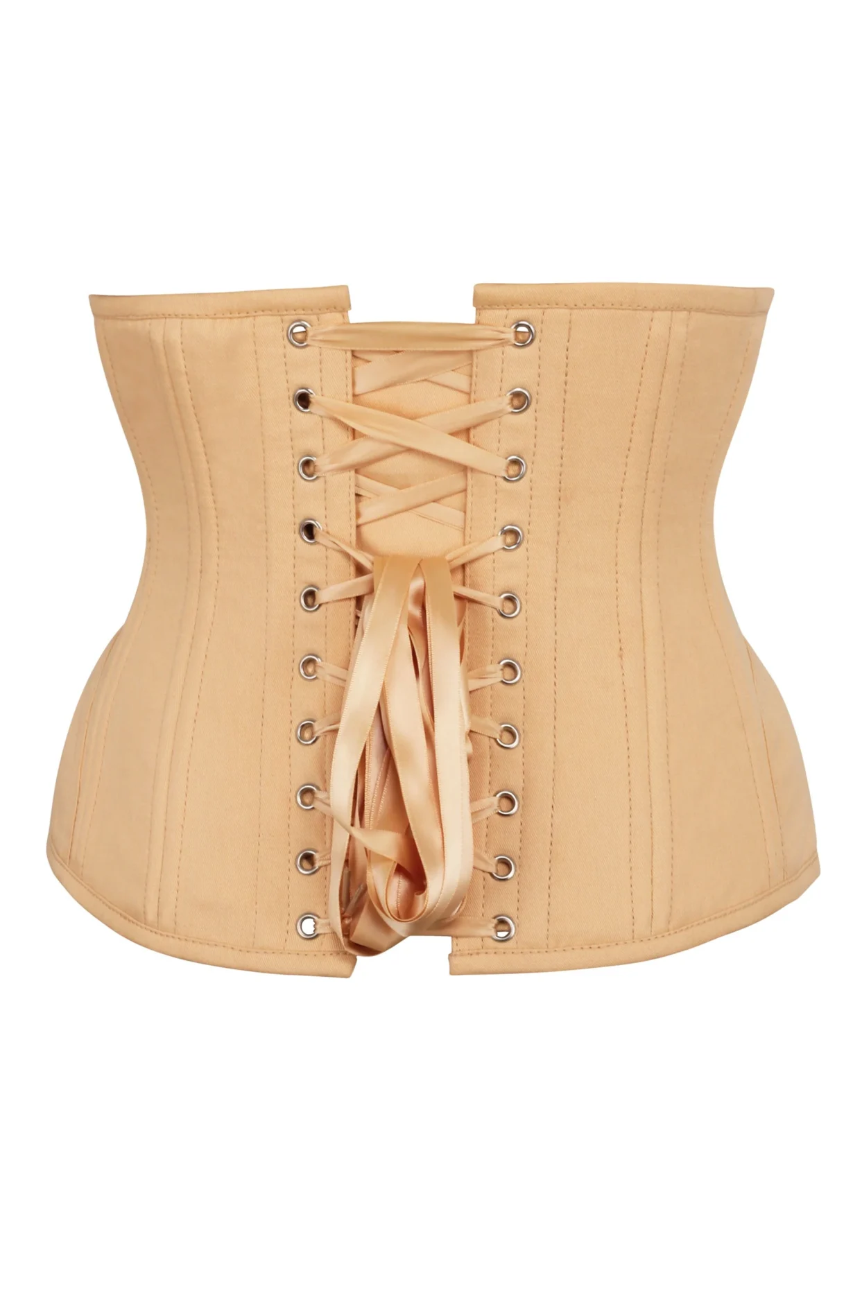 Underbust Waist Trainer Corset In Beige Cotton with Curved Hem
