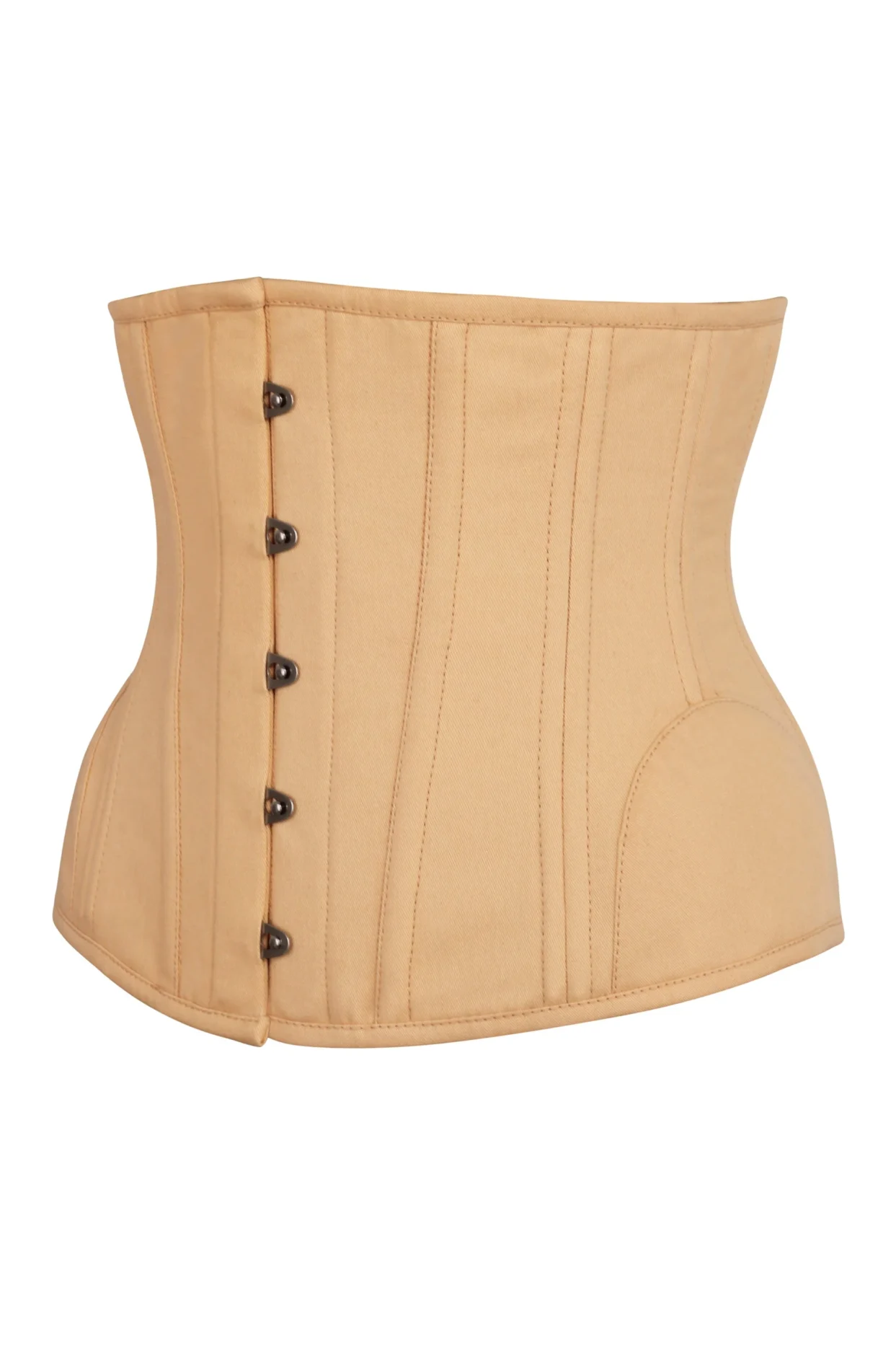 Underbust Waist Trainer Corset In Beige Cotton with Curved Hem