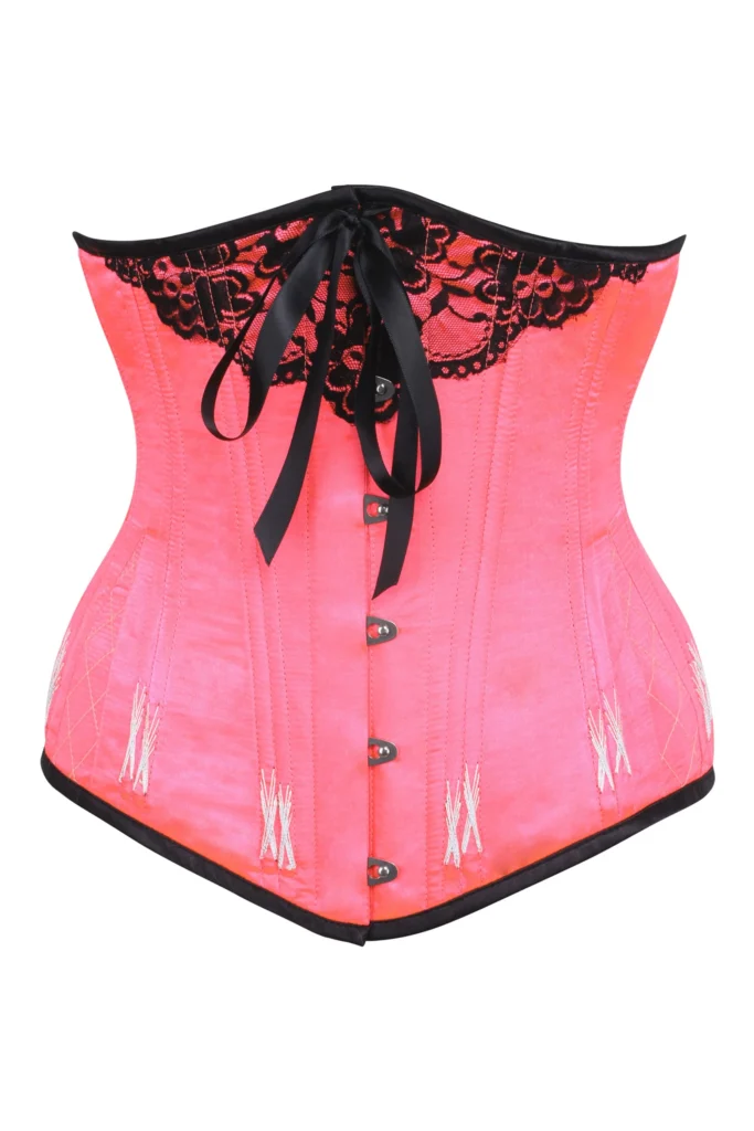 Longline Hot Pink Plus Size Underbust Corset With Flossing