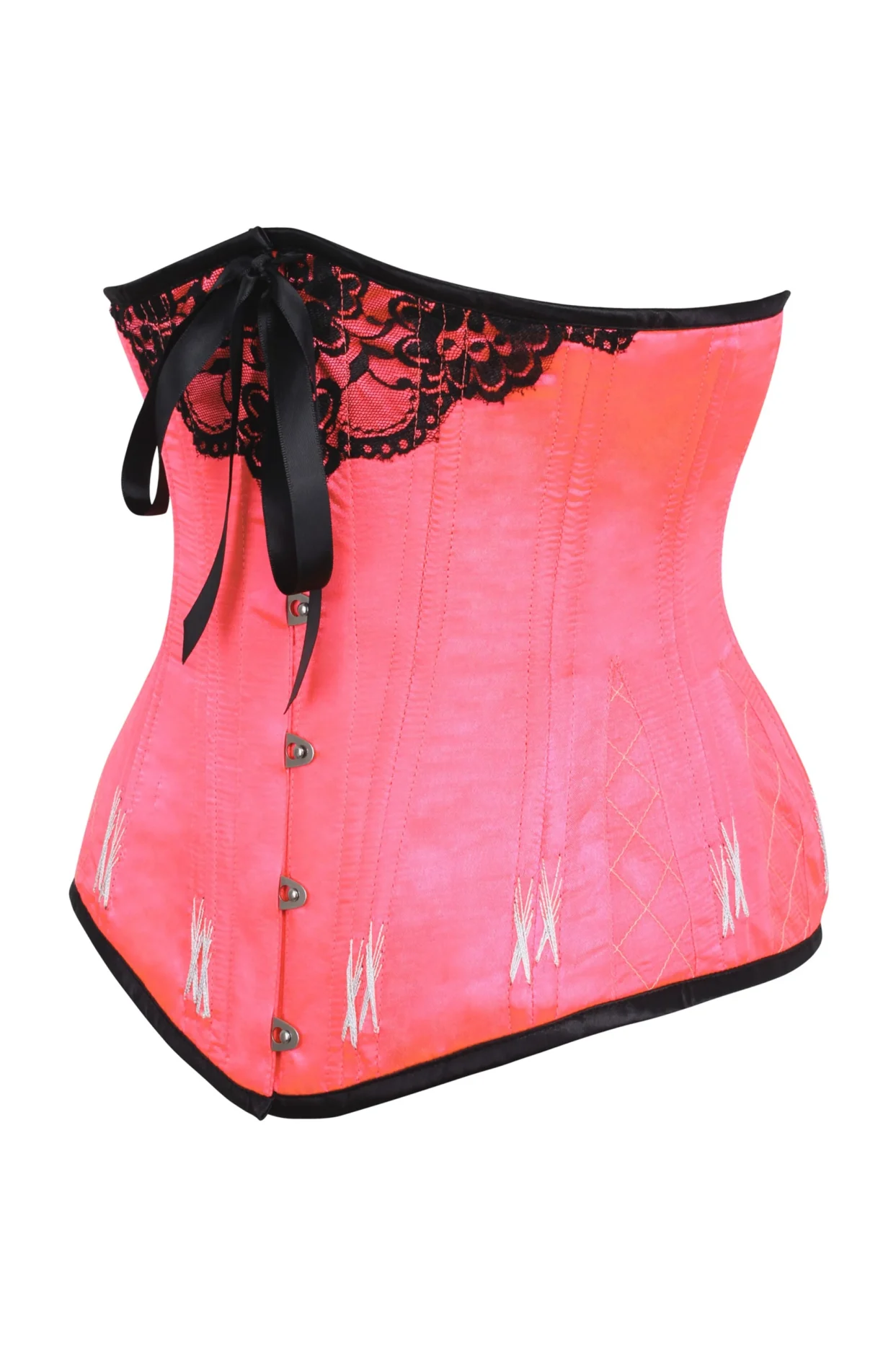 Longline Hot Pink Plus Size Underbust Corset With Flossing