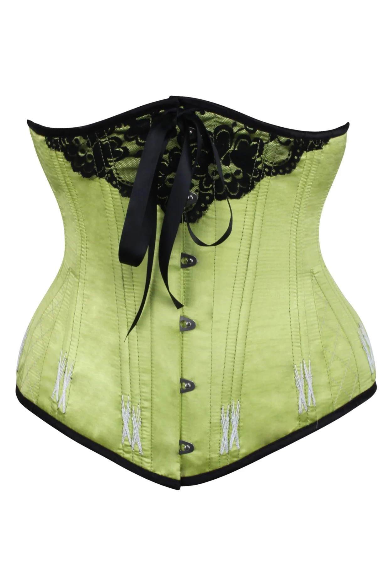 Longline Lime Green Underbust Corset With Flossing
