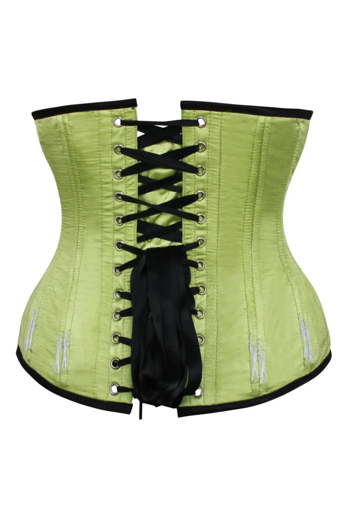 Longline Lime Green Underbust Corset With Flossing