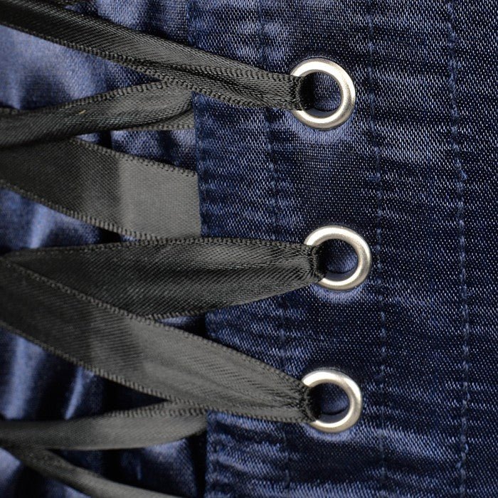Blue Overbust Corset With Black Sash